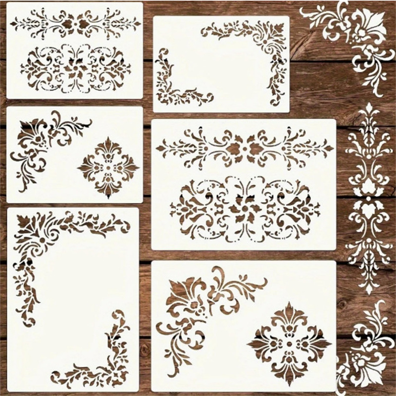 Art Craft Template - 6Pcs Floral Corner Stencils for Painting
