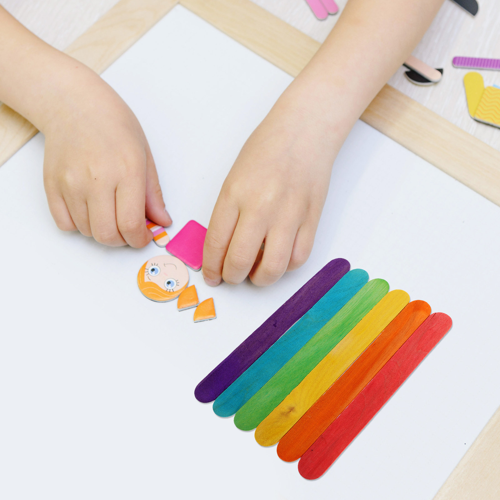 Art Craft With Ice Cream Stick - 100Pcs Wooden Ice Pop Sticks Smooth