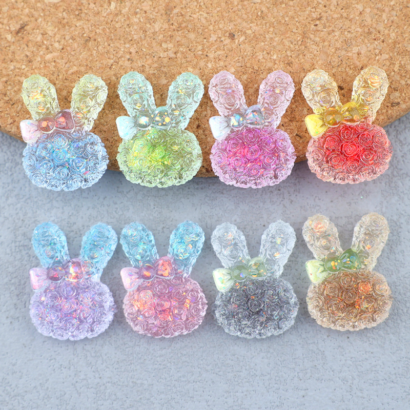Art Craft Resin - 5PCS 18*25mm Luminous Gradient Rabbit Resin