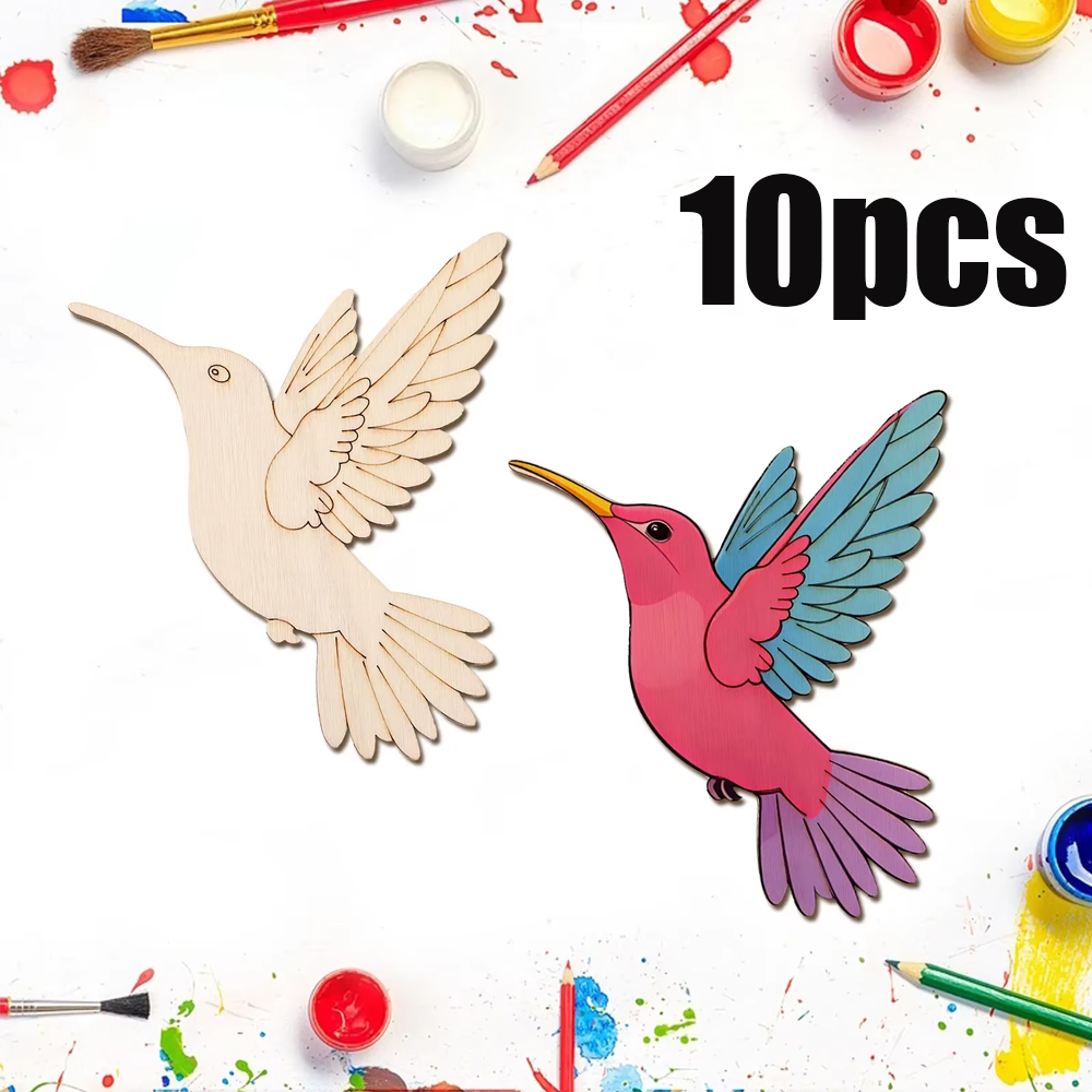 Art Craft Animals - 10pcs Unfinished Wood Animal Bird Cutouts,Wooden