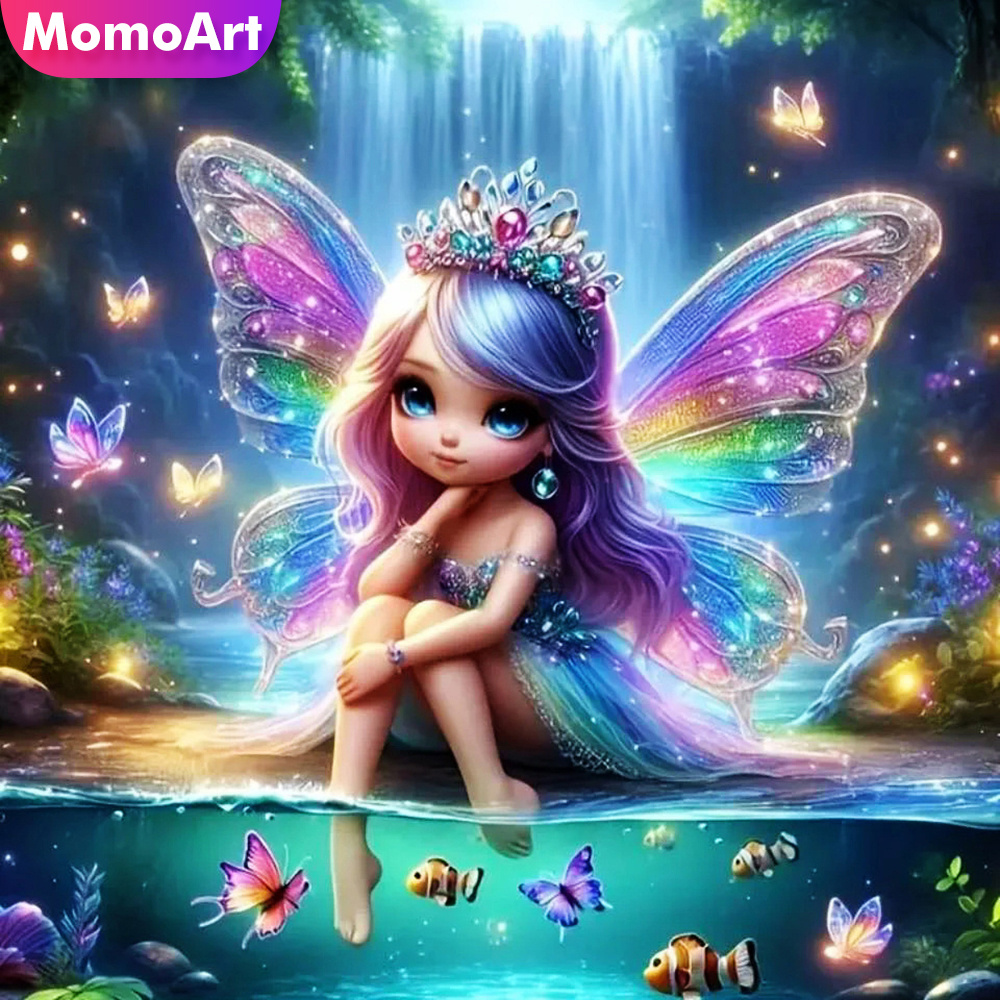 Art Craft Butterfly - Momoart Girl Diamond Mosaic Portrait New