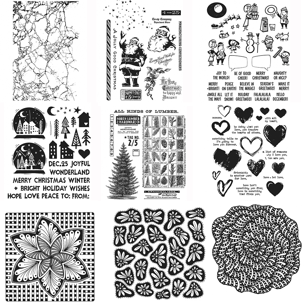 Art Craft Template - Chirstmas Tree Flower Clear Stamps For