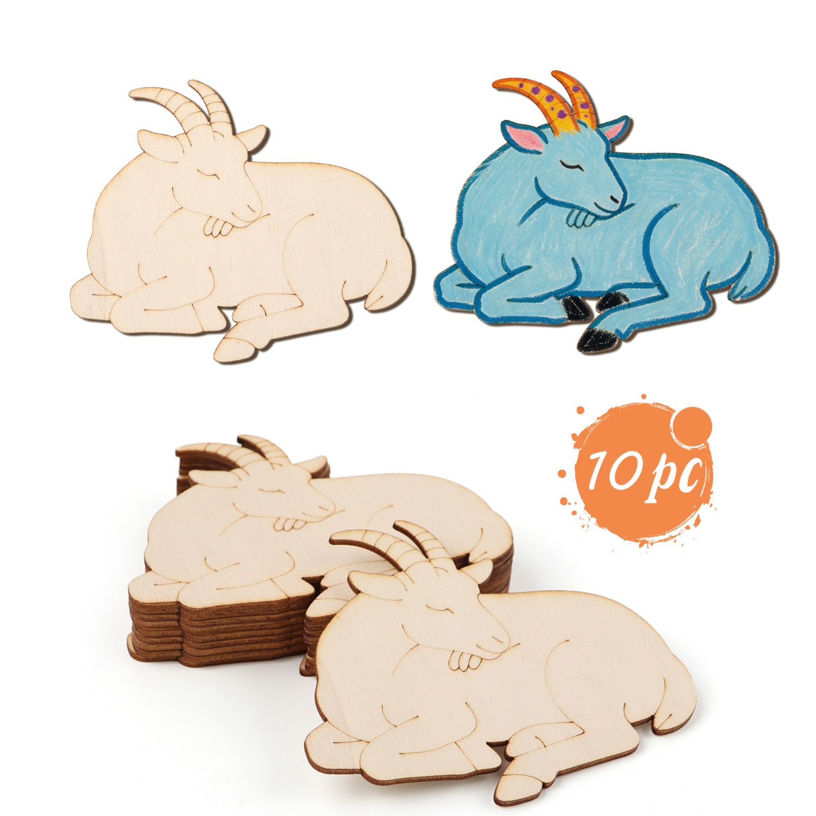 Art Craft Animals - 10pcs/set Unfinished Wood Sheep Animal Ornaments