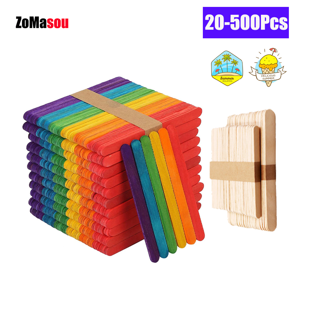 Art Craft With Ice Cream Stick - 20/100/500Pcs Ice Cream Popsicle Sticks Natural