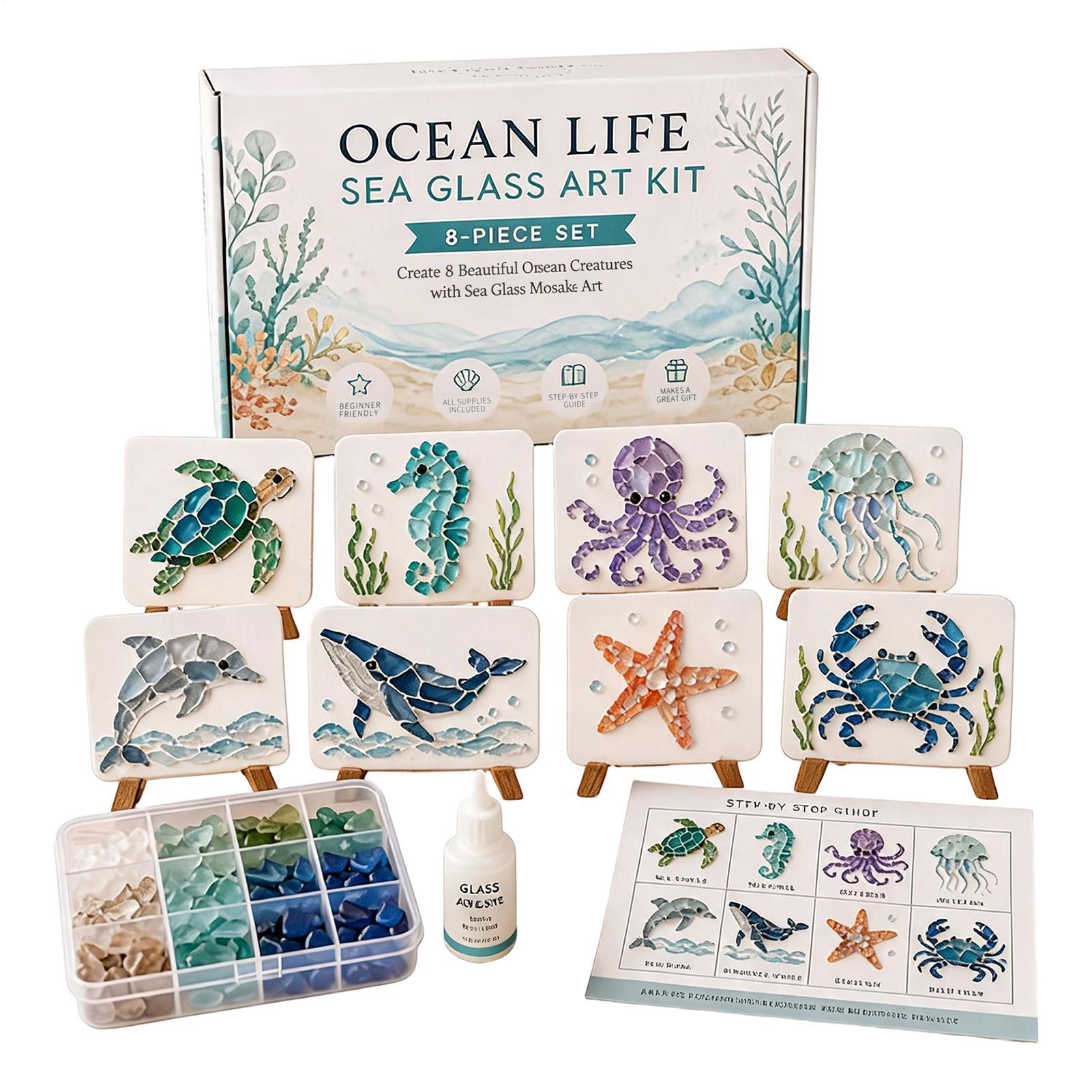 Art Craft Animals - 1pc Ocean Life Sea Glass Mosaic