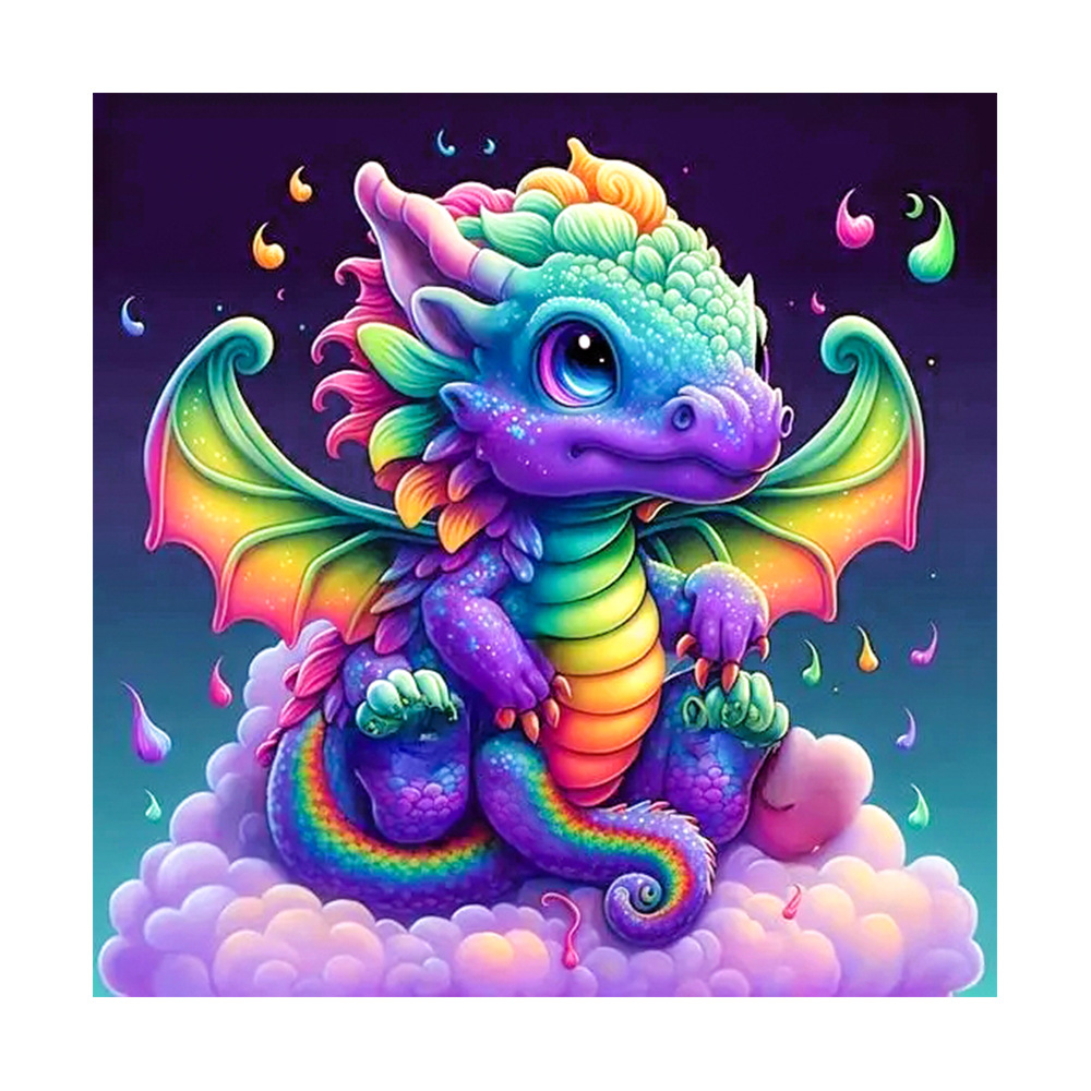 Art Craft Rainbow - Cute Rainbow Baby Dragon Diamond Painting