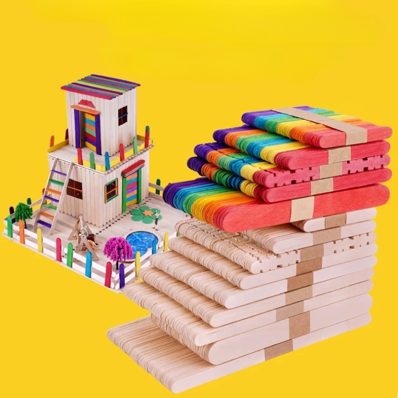 Art Craft With Ice Cream Stick - 100pcs Ice Cream Popsicle Sticks Creative