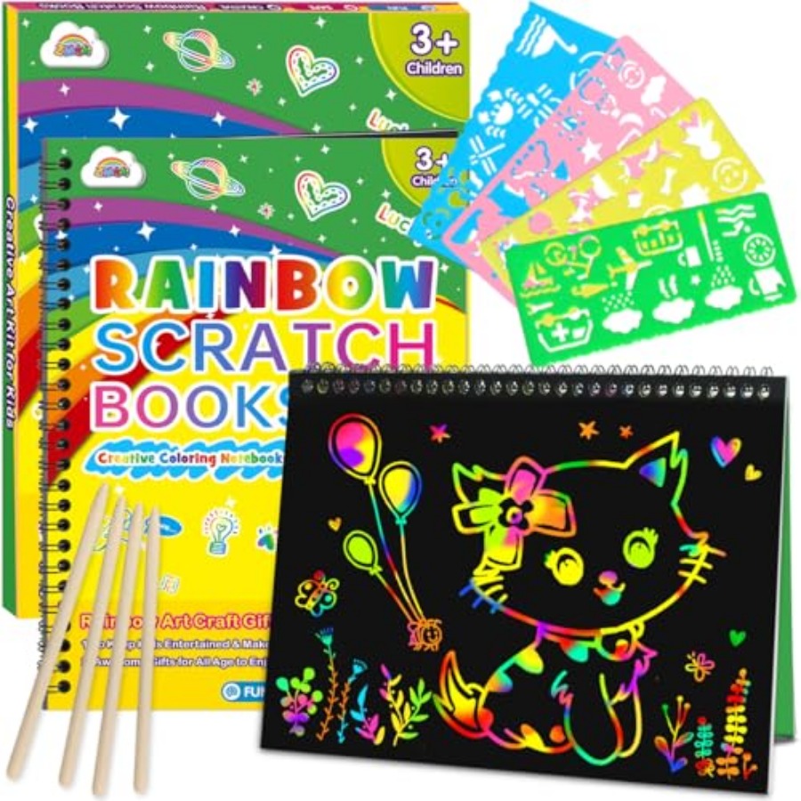 Art Craft Rainbow - 2 Pack Rainbow Scratch Paper Notebooks: