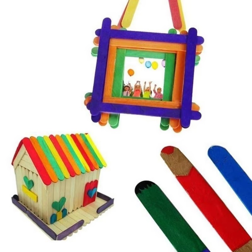 50Pcs Lot Natural Colored Wood - Art Craft With Ice Cream Stick ulasan dan harga