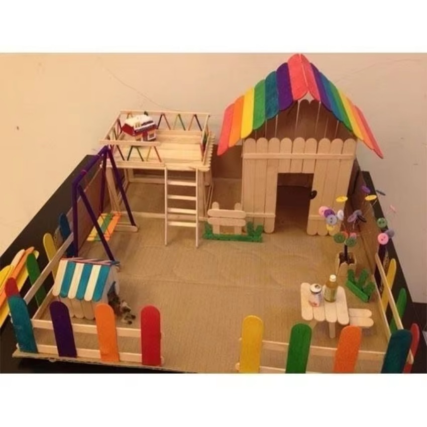 50Pcs Lot Natural Colored Wood - Art Craft With Ice Cream Stick ulasan dan harga