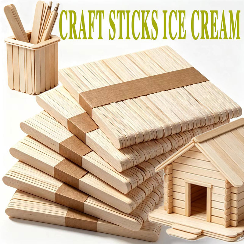 50PCS Popsicle Sticks Natural  - Art Craft With Ice Cream Stick ulasan dan harga