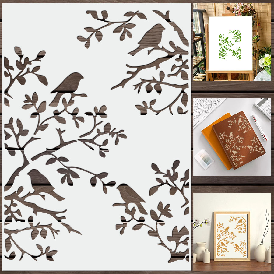 1pcs DIY Bird Branch Stencil f - Art Craft Template ulasan dan harga
