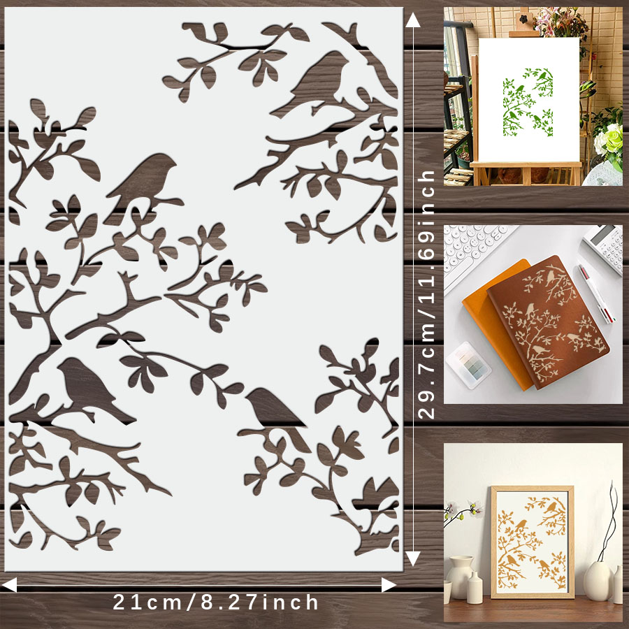 1pcs DIY Bird Branch Stencil f - Art Craft Template ulasan dan harga