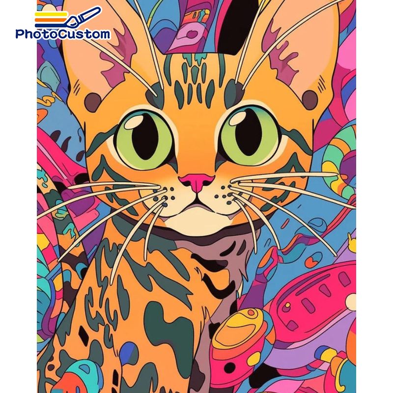 PhotoCustom Ginger Cat Paintin - Art Craft Easy Ideas ulasan dan harga