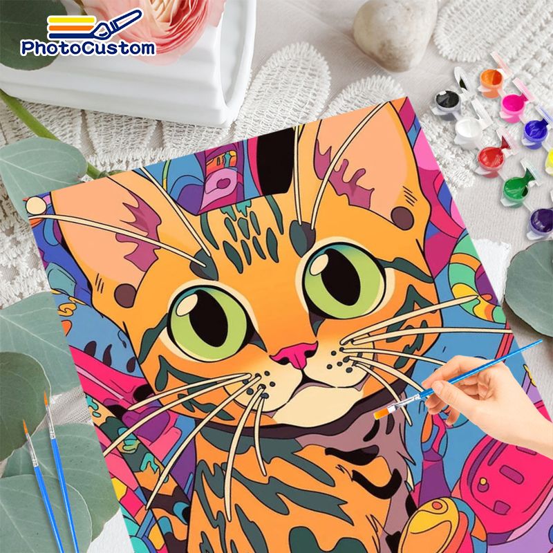 PhotoCustom Ginger Cat Paintin - Art Craft Easy Ideas ulasan dan harga
