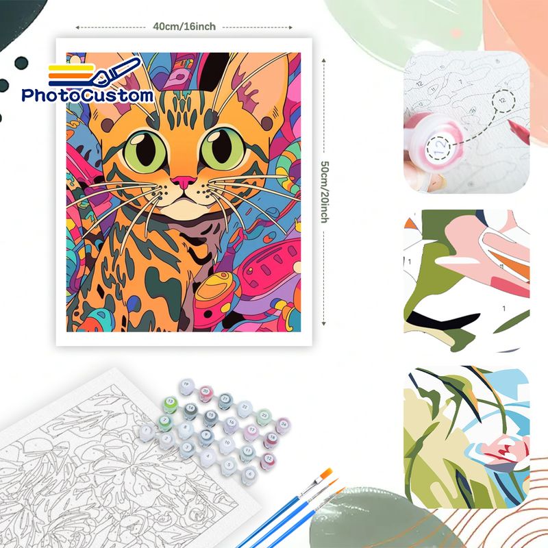 PhotoCustom Ginger Cat Paintin - Art Craft Easy Ideas ulasan dan harga