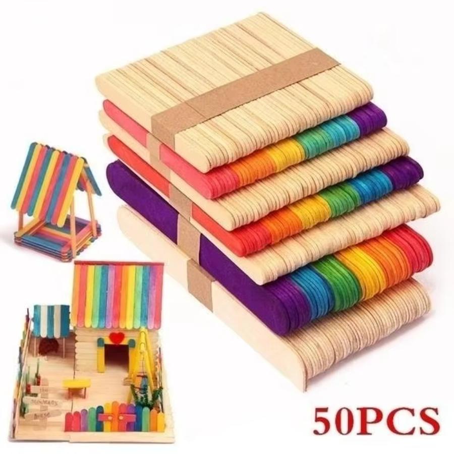 50 Pcs Lot Natural Colored Woo - Art Craft With Ice Cream Stick ulasan dan harga