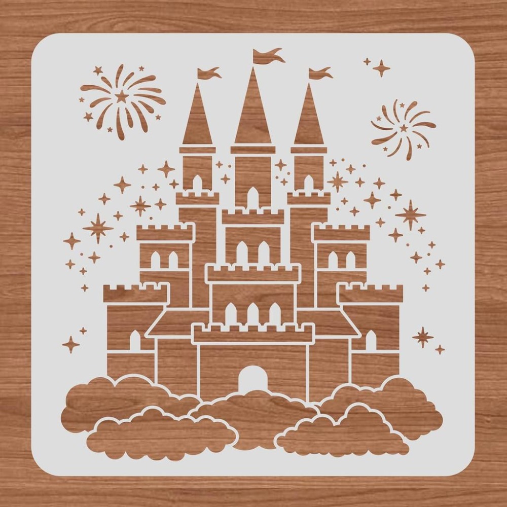 Castle Plastic Painting Stenci - Art Craft Template ulasan dan harga