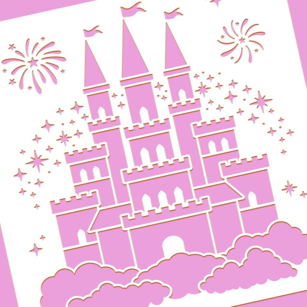 Castle Plastic Painting Stenci - Art Craft Template ulasan dan harga