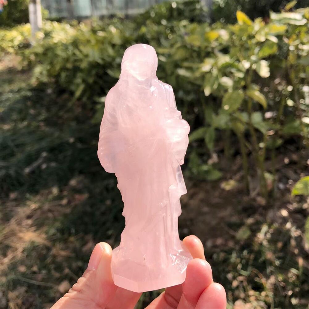 10cm Rose Quartz Jesus Carving - Art Craft Love ulasan dan harga