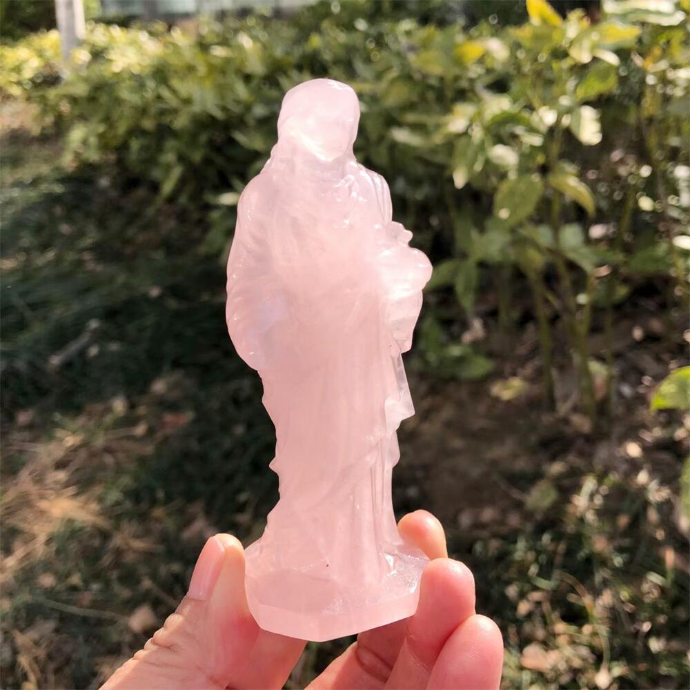 10cm Rose Quartz Jesus Carving - Art Craft Love ulasan dan harga