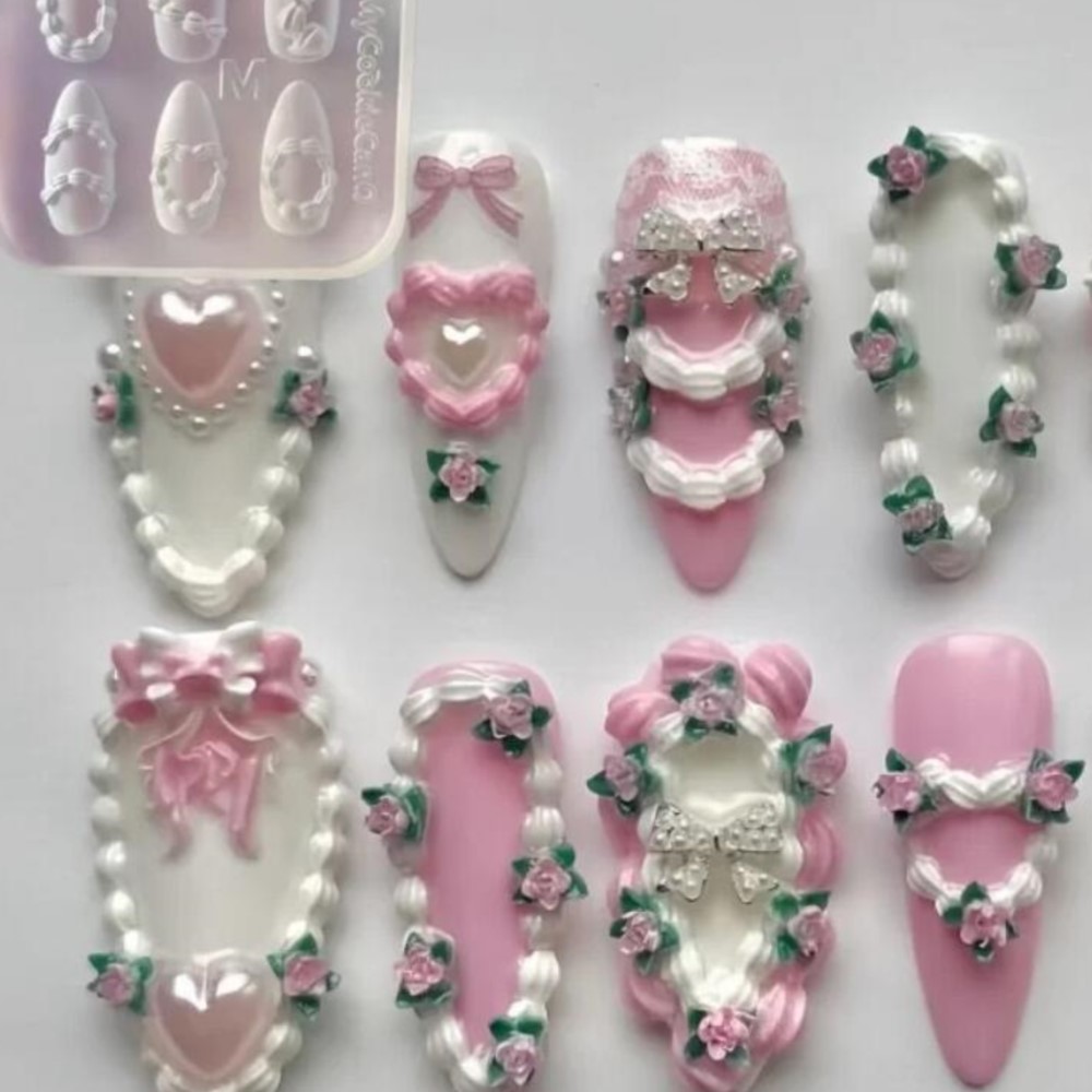 1pc 3D French Cream Nail Art S - Art Craft Template ulasan dan harga