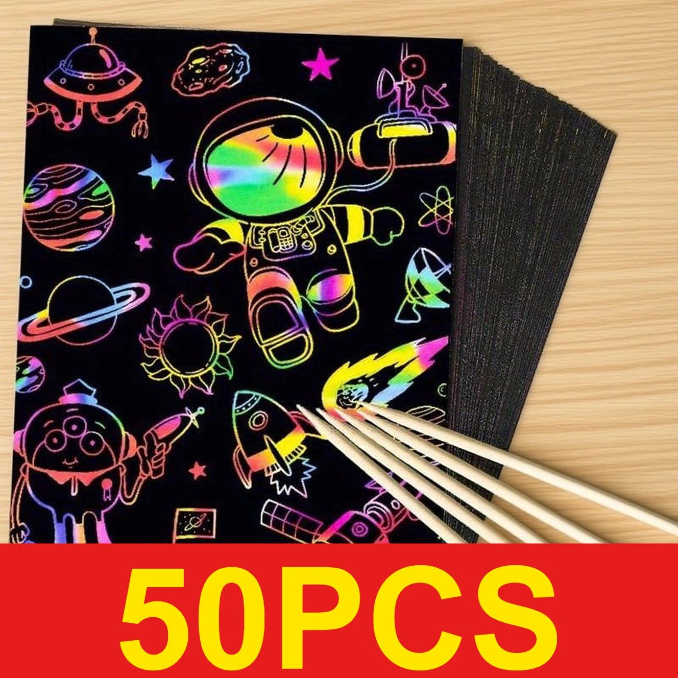 50 pcs Scratch Paper Kids Rain - Art Craft Rainbow ulasan dan harga