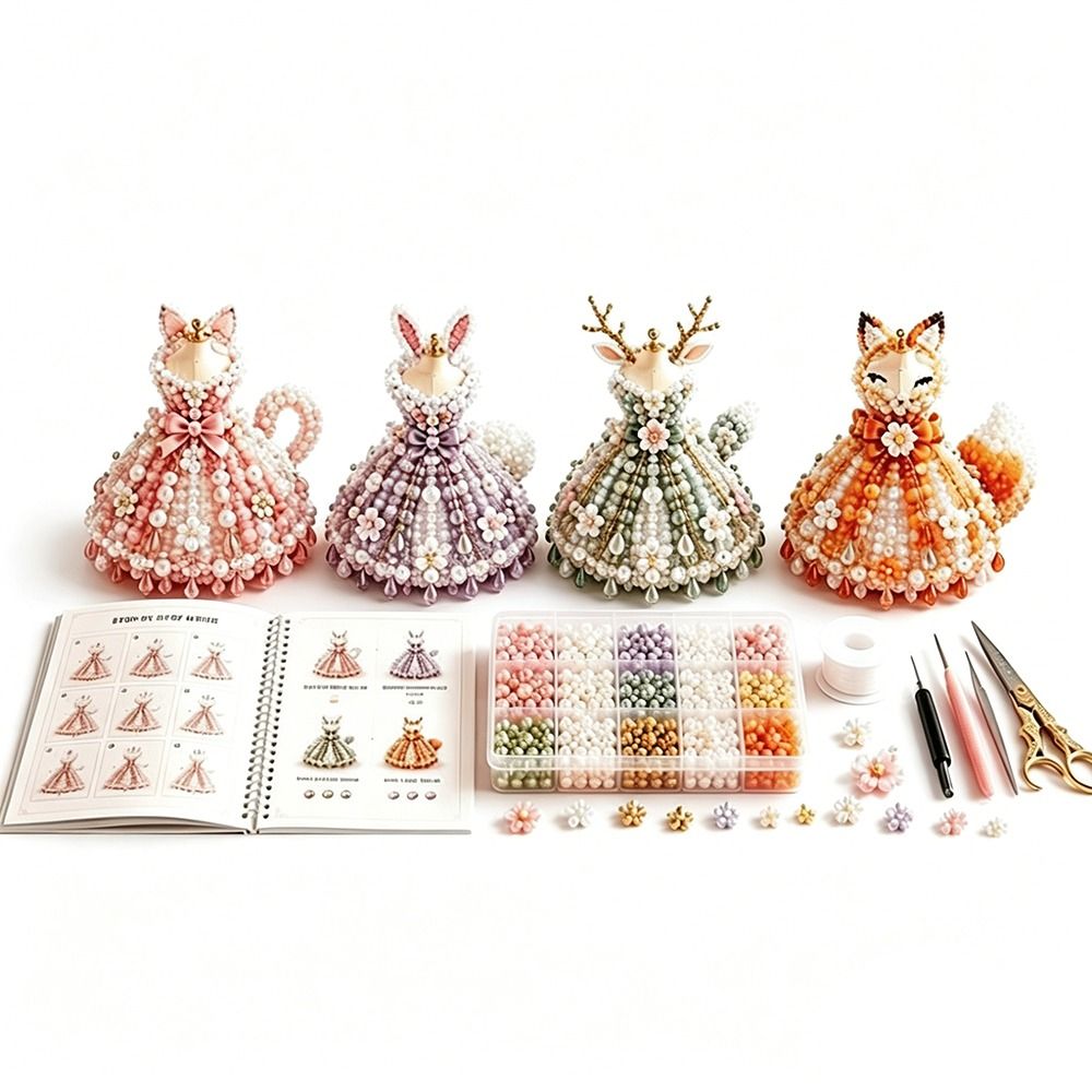 Tiny Beads 3D Beaded Dress Kit - Art Craft Rainbow ulasan dan harga