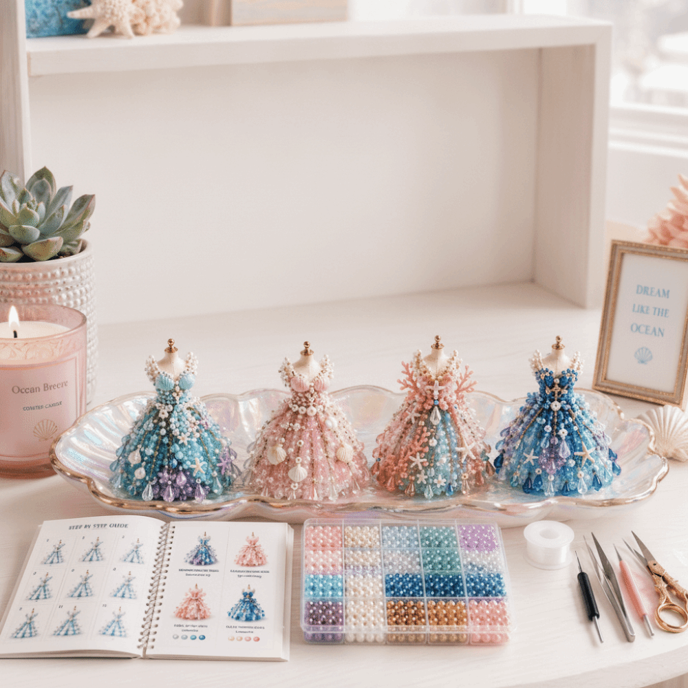 Tiny Beads 3D Beaded Dress Kit - Art Craft Rainbow ulasan dan harga