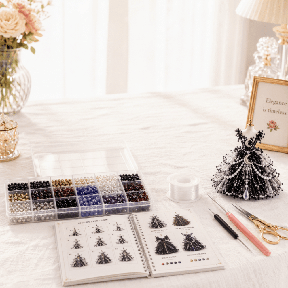 Tiny Beads 3D Beaded Dress Kit - Art Craft Rainbow ulasan dan harga