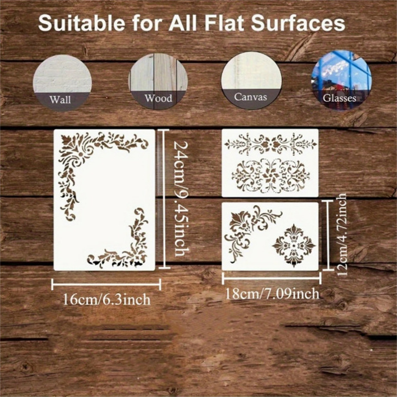 6Pcs Floral Corner Stencils fo - Art Craft Template ulasan dan harga