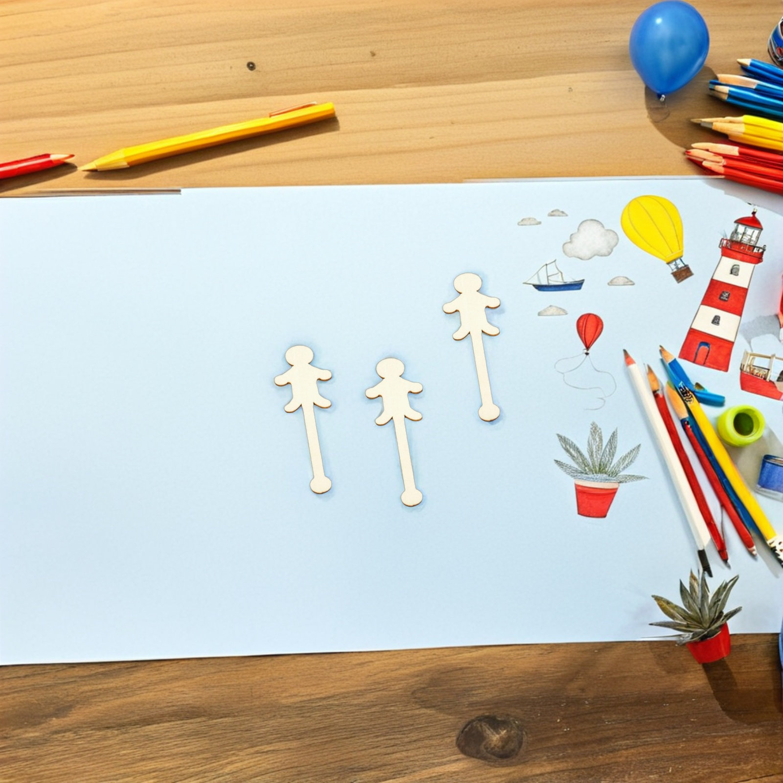 100Pcs People Ice Cream Sticks - Art Craft With Ice Cream Stick ulasan dan harga
