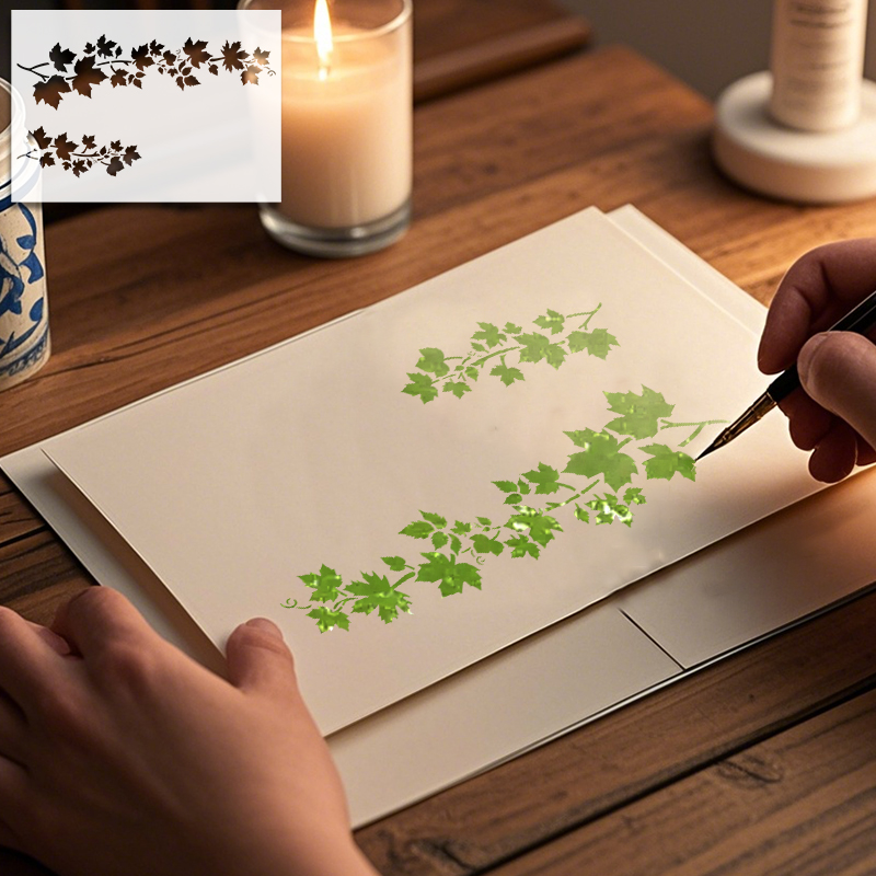 YOMDID 1pc Leaf Pattern PET Pa - Art Craft Template ulasan dan harga