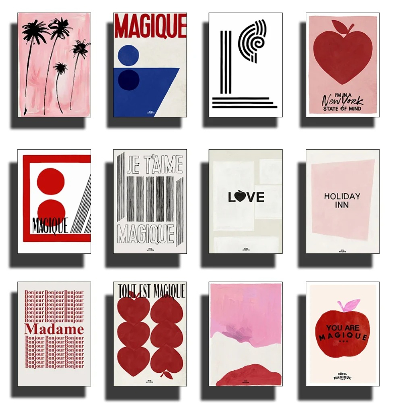 Modern Nordic Retro Art Red Lo - Art Craft Love ulasan dan harga