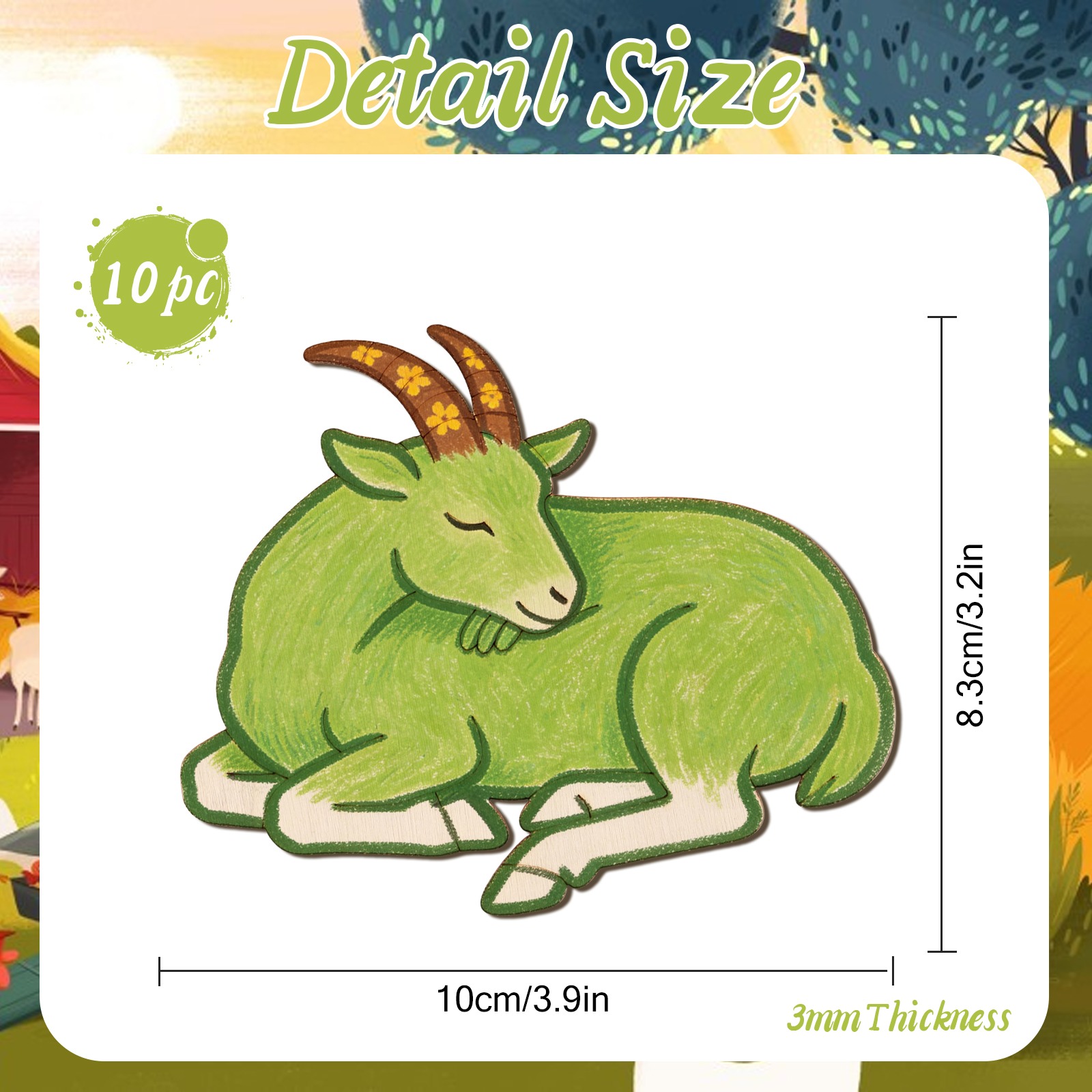 10pcs/set Unfinished Wood Shee - Art Craft Animals ulasan dan harga