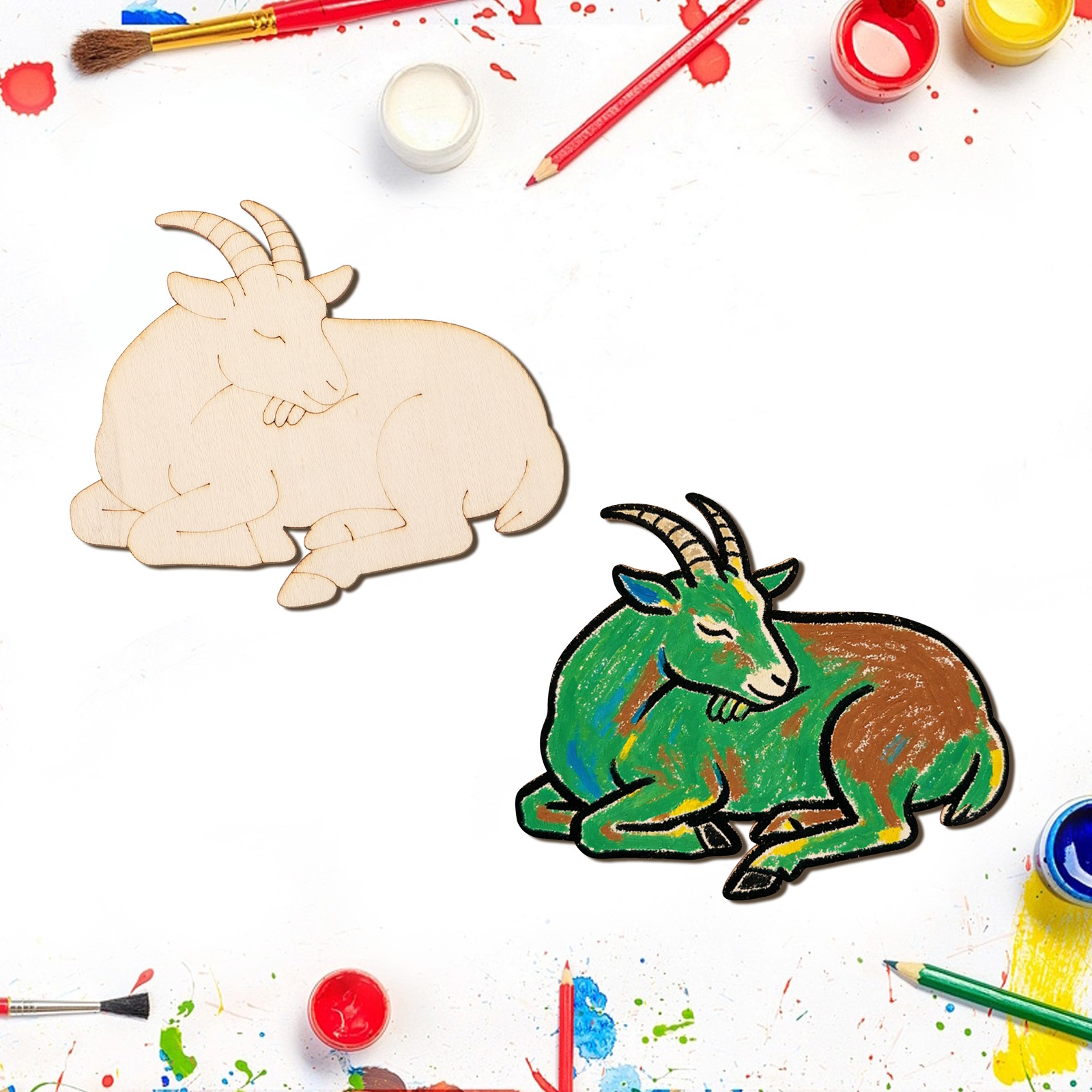 10pcs/set Unfinished Wood Shee - Art Craft Animals ulasan dan harga