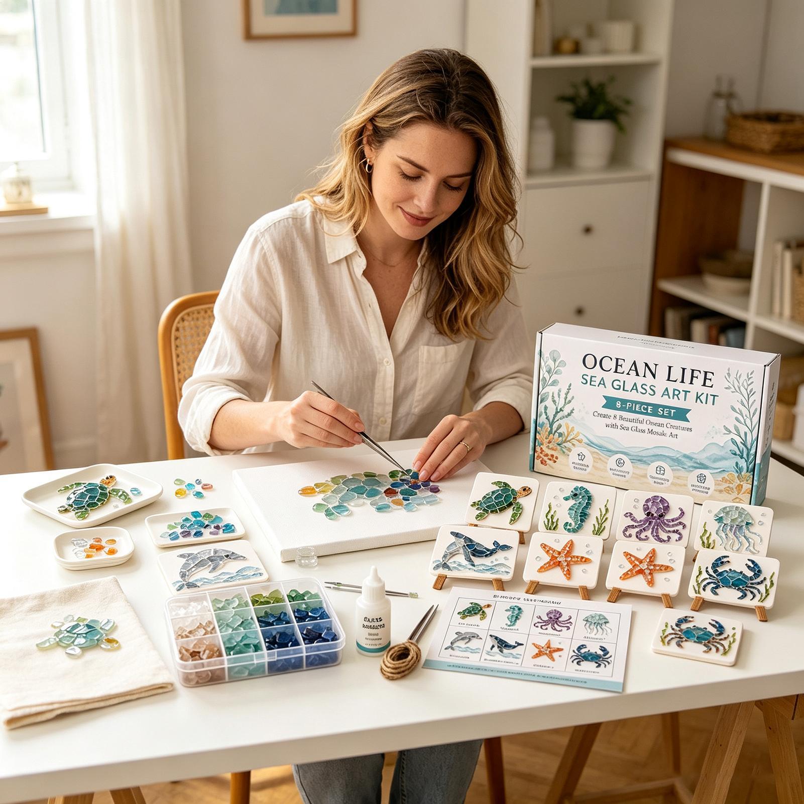 1pc Ocean Life Sea Glass Mosai - Art Craft Animals ulasan dan harga