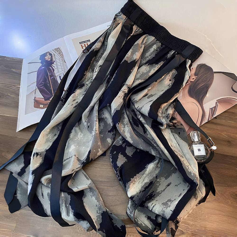 Ice Silk Wide-leg Pants 2024 S - Silk Painting Dye ulasan dan harga